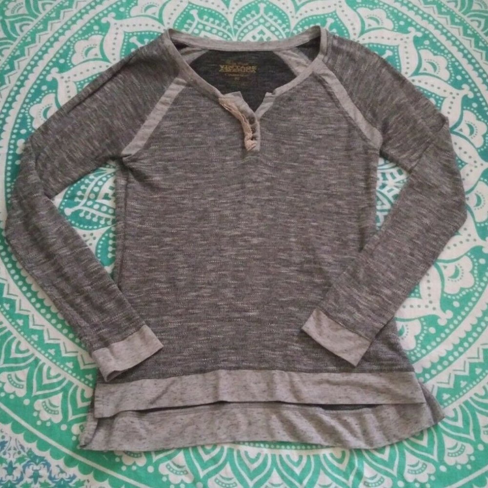 Nine West Grey Long Sleeve Blouse Shirt